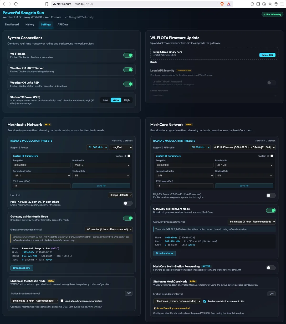 WG1200 LoRa Mesh Network Topology Settings
